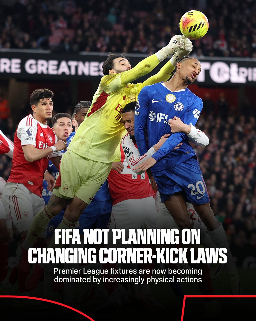 开云体育登录-ESPN:FIFA没有出台新规限制角球推搡,认为目前情况并不严重